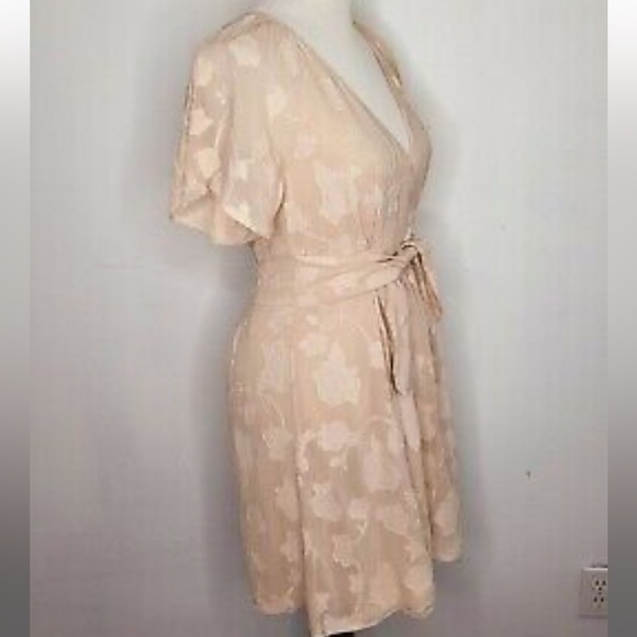 JOIE Women's Leighan Burnout Floral Midi Dress Tie Waist Blush Pink - Picture 5 of 6